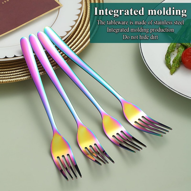Kyraton Rainbow Dinner Forks Set of 12 Pieces, 20.8cm Titanium