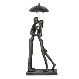 Aoneky Iron Couple Statue - Romantic Gift for Birthday, Wedding, Valentine's Day, Christmas - Modern Romantic Home Decorative Sculpture (Kissing Under Umbrella)