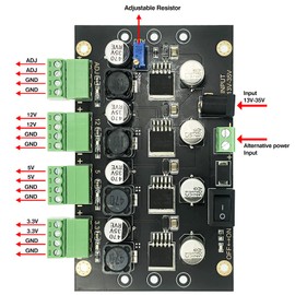 4 Channels LM2596 DC to DC Buck Converter Input 13-35V to 3.3V/5V/12/Adjustable Voltage Simultaneous Power Supply