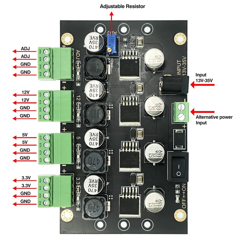 4 Channels LM2596 DC to DC Buck Converter Input 13-35V
