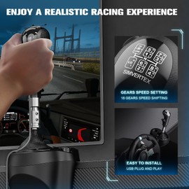 aikeec USB Shifter Knob PC, 18 Gänge PC Schalthebel Knob für Euro Truck Simulator 2 ATS ETS2, PC Truck Driver Schaltknauf für Lo Gitech G29 G27 G25 G920 G923 THRUST MASTER TH8A Schwarz