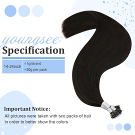 YoungSee Brown Nano Beads Hair Extensions Nano Hair Extensions Brown Human Hair Brown Nano Ring Hair Extensions #2 Darkest Brown Hair Extensions Nano Tip Pre Bonded Hair Extensions 24inch 50g 50s