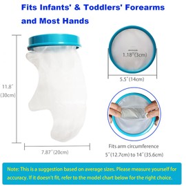 100% Waterproof Cast Cover for Shower Hand Kids - Available in 6 Sizes, Fits Infants & Toddlers, Reusable Half Arm Cast Protector - Watertight Protection for Wound Hands,Arms (11.81 in / 30 cm)