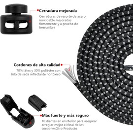 Agujetas Elasticas, Cordones para Tenis, Cordones sin Atar, Cordones Reflectantes para Zapatillas de Deporte, con Sistema de Cierre Rápido sin Atar, Talla Única para Niños y Adultos