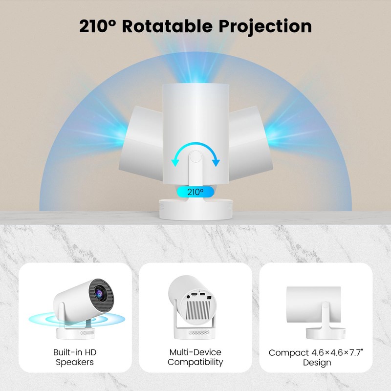 Chicdaze Mini Projector 4K Support, Portable Projector with Wifi 6