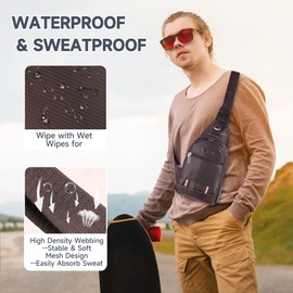 SUPPRUI Small Sling Bag,Crossbody Bag for Mens, Anti Theft bag with Earphone Hole,Lightweight Running Bag,Men's Shoulder Bags for Sports and Outdoor(Brown)