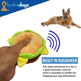 4 Pack Squeaky Plush Dog Chew Toy Puppy Meal Deal Assortment Food Bundle, Cute Interactive Crinkle Toys for Aggressive Chewers Playtime, Boredom, and Stimulation, For Small, Medium, and Large Dogs