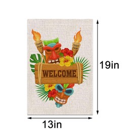 Tiki Bar Garden Flag 12.5×18'' Hawaiian Luau Party Yard Welcome Sign Summer Tropical Pool Beach Party Decoration Outdoor Outside Home House Flag