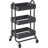 3-Tier Rolling Metal Storage Organizer,Mobile Utility Cart,Kitchen Storage Carts with
