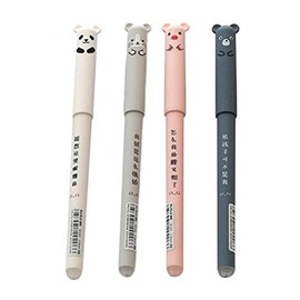 Jowxsx Multicolor Gel Pen Erasable Cartoon Lightweight Pigs Panda Magic Friction Gel Pen Fountain Pen and Ballpoint Pen Stationery 4 Pack
