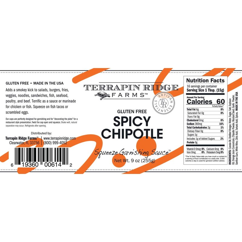 Terrapin Ridge Farms Gourmet Spicy Chipotle Garnishing Sauce - Three