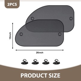 DACIRTY 2 PCS Side Window Sun Shade, Sun-proof and Heat Insulation Cover for Blocking Sunlight, Suction Cup Installation Foldable Storage Mesh Interior Protection Cover, for Most Cars Trucks (Black)