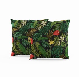 ggaimwf Pack of 2 Cushion Covers Jungle Leaf Tropical Leaves Forest Linen Throw Pillow Covers Leaf for Men Women Kids Sofa Floor Couch Bedroom Living Room Bench Seat Home Decorative 40x40cm