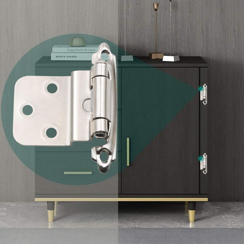 10 Pairs Brushed Satin Nickel 3/8" Overlay Decorative Self Closing