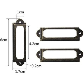 Namvo Pack of 50 Label Holders Brass Metal Filing Cabinet Drawer Tag Labels Holder Shelf Card Holder 60 x 17 mm Label Frames Card with Screws for Office Library