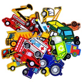 Car Embroidered Iron-on Patches Applique - TONEDIY 25PCS Iron on/Sew on Bulk Decorative Applique Patches for Kids Boys - Embroidered Patches for Trucker Hats Jackets Backpacks Clothing