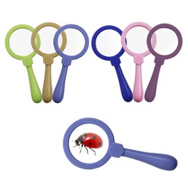 IRCHLYN Magnifying Glass for Kids Handheld Magnifier Plastic Magnifying Glass Hand Lens 3X for School Students Reading Class Teaching Party Favor Outdoor Observation Toys (6 Pieces)