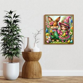 feelive Rabbit Diamond Painting Kits for Adults, DIY Diamond Painting Pictures for, Easter Kits for Diamond Painting, 5D Round Stones Diamond Painting for Home Decor, 30 x 40 cm