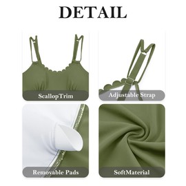 Milin Naco Tankini Swimsuits for Women Tummy Control 2 Piece Swimsuit Scallop Trim Tankini Top with Bottom Bathing Suits 2025 Olive Green