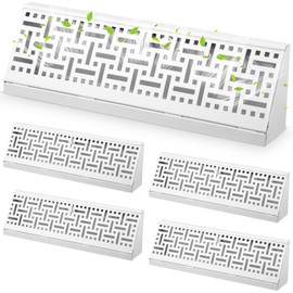 Landhoow 4 Pcs 15 Inch Baseboard Register Vent Covers, White Heavy Duty Steel Air Diffuser with Adjustable Lever for Floor/Wall Duct Openings - Easy Install HVAC Supply Diffuser