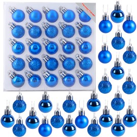 Christmas Concepts® Pack of 25 - 25mm Mini Christmas Tree Baubles - Shiny, Matte & Glitter Decorated Baubles (Blue)