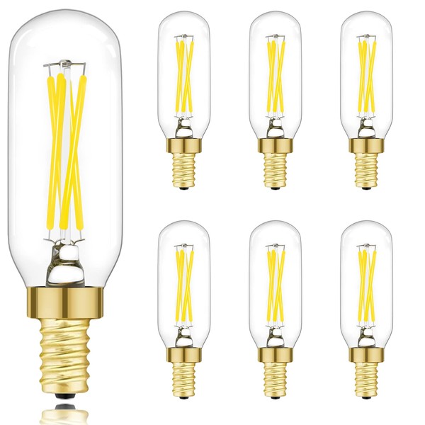 E12 LED Bulb Dimmable, 4W Equal 40W E12 Candelabra Bulbs, Daylight White 5000K, T6 T25 E12 Edison Bulb, 120V 400Lumens LED Filament Candle Bulb for Chandelier, Ceiling Fan, Wall sconces, 6 Pack