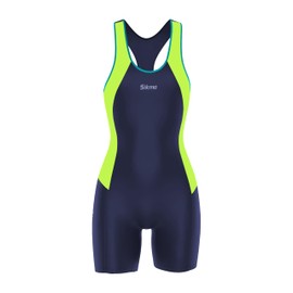 Yellow Swimming Costume One Pieces with Bra Padded Support Cups Boyleg for Women (16, Yellow)