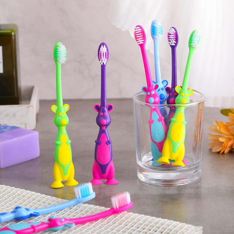 Gerrii Kids Toothbrushes Bulk Soft Lovely Little Kangaroo with Covers
