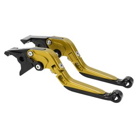 Partuto Short Long Brake Clutch Lever for Kawasaki ZX7R/ZX7RR 1989-2003 Adjustable Motorcycle Handlebar Brake Lever Aluminum Alloy Gold Tone Handle Black End
