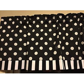 Black White Polka Dot Stripe Beedroom Kitchen Window Curtain Valance Decor