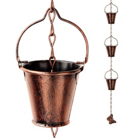 Ahomiwow Rain Chains Pail Rain Chain Durable Bronze Powder-Coated 8.5 Feet Length Channel Link Rain Chain-Replacement Downspout for Gutters Rain Chain for Gutters Rain Chains for Outside Rain Chimes