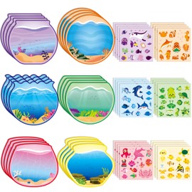 CY2SIDE 24PCS Color Sorting Summer Sea Animal Sticker Scene for Kids, Make A Sea Scene with Shark Tropical Fish, Make Your Own Ocean Animal Sticker Art Craft, DIY Fall Games Activities