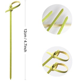 sugormek 300pcs 4.7 IN Bamboo Cocktail Picks with Looped Knot,Nature Color,for Cocktail Party, Barbeque, Club Sandwiches (narure green-300pcs)