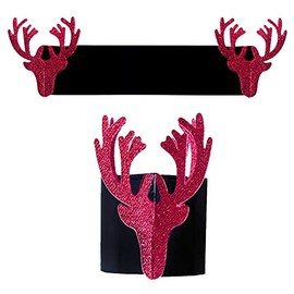 Christmas Napkin Holder Tableware Card and Red Glitter 6 Pack Reindeer 9116