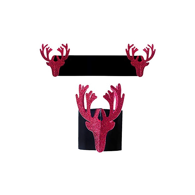 Christmas Napkin Holder Tableware Card and Red Glitter 6 Pack