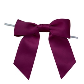 Pre-Tied Burgundy Satin Bows - 4 1/2" Wide, Set of 12, Valentine's Day Wired Craft Ribbons, Wedding, Gift Bows, Party Favors, Birthday, Fall, Thanksgiving, Christmas