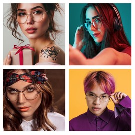 SOPHILY Full Reader Sunglasses Women Men, Mens Womens Reading Sun Glasses Metal Round Clear Pink Yellow Lens NON BIFOCAL Gun Grey Frame Normal Clear Lenses, 3.0