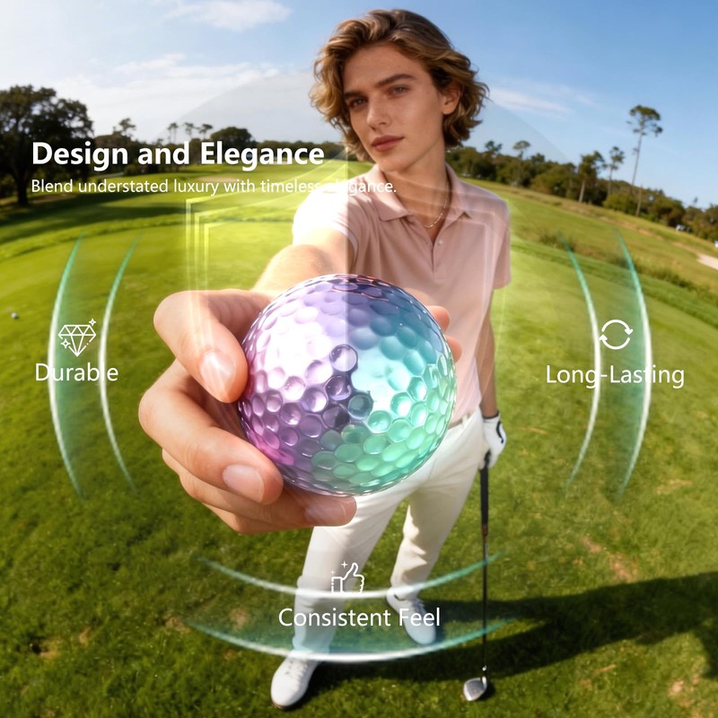Blue purple Gradient Laser Golf Balls - 4 Balls Premium