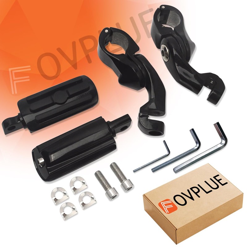 FOVPLUE 1.25" Highway Footpegs,Short Angled Adjustable Highway Pegs w/Mounts for
