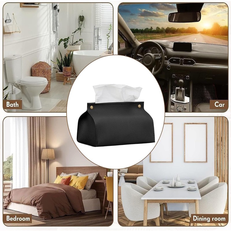 1Pcs Tissue Box Cover, Refined Modern PU Leather Tissue Box