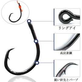 9KM DWLIFE Circle Hooks, Saltwater 25pcs/pack, Hook with Inline Barb, High Carbon Steel/Non-Offset/Closed Loop/Wide Spacing for Catfish, Hairfish, Salmon Fishing (1/0#)