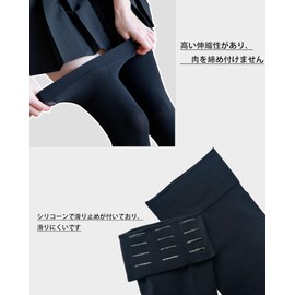 DsHome 80 Denier High Socks, Black, Large Sizes, Above Knee, Stockings, Over the Knee Socks, Compression, White, Black