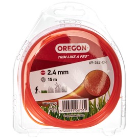 Oregon String Trimmer Line, Replacement Nylon Strimmer Wire for Grass Trimmers & Brushcutters, DIY & Gardening, Universal Fit, All Purpose, Round Cord, 2.4mm x 15m Spool, Orange (69-362-OR)