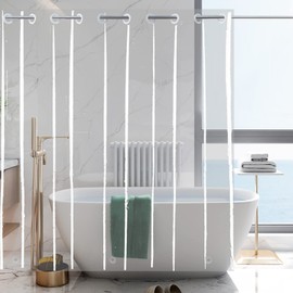 YISURE No Hook Clear Shower Curtain Liner PEVA Plastic Waterproof Heavy Duty Bathroom Curtain Hook Free Transparent Shower Liner 72x74 Inches