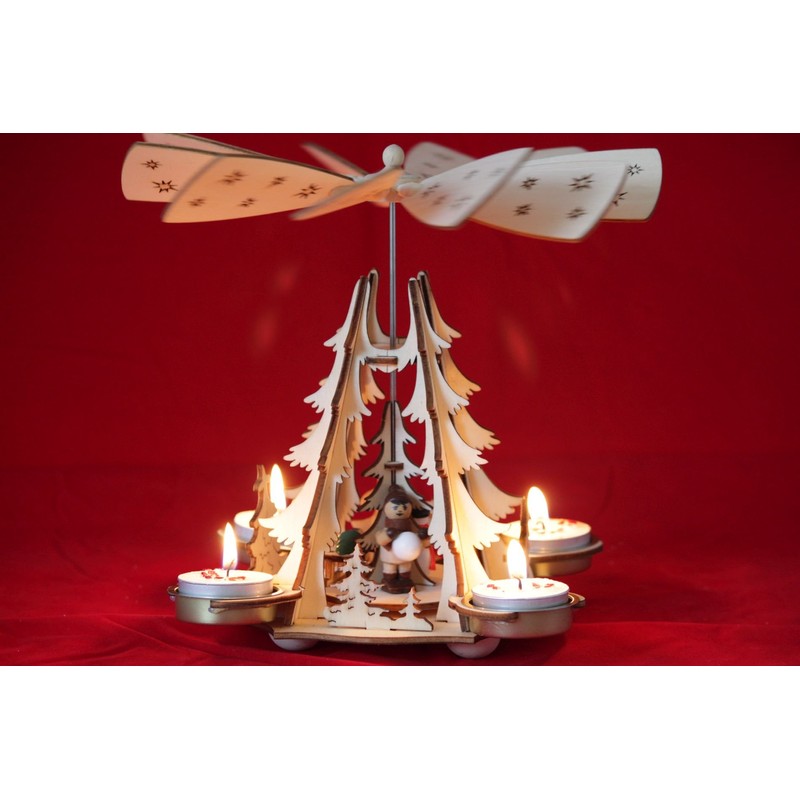 Wichtelstube-Kollektion Christmas Pyramid Winter Children's Pyramid for Tea Lights Christmas