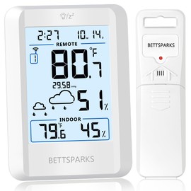 Indoor Outdoor Thermometer Wireless Weather Station with 330FT Range Remove Sensor Inside Outside Digital Hygrometer Thermometer Battery Powered Temperature Gauge Humidity Monitor with Clock&Backlight