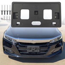FASTCHE Front Bumper License Tag Plate Frame Bracket Holder Compatible with 2018 2019 2020 Honda Accord Sedan Front License Plate Bracket Replace # HO1068127 71145TVAA01 71145TVAA00