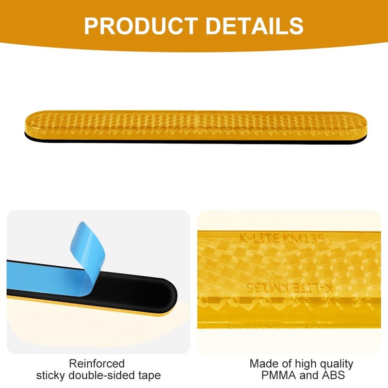 AYBUY 2Pcs Motorcycle Reflectors, Stick-on Rectangular Safety Reflector, Strong Reflective