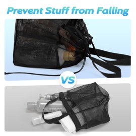 Camping Shower Bag, Mesh Shower Basket, Shower Bag with Handle, Beach Bag, Mesh, Portable Mesh Shower Basket for Camping, Showering, Swimming, Fitness, Multifunctional, Large Capacity (B)