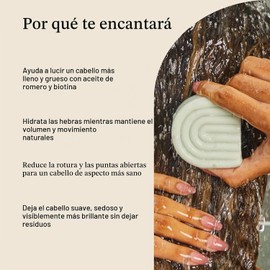 Acondicionador natural para cabello con romero y biotina, orgánico, vegano, voluminizador, hidratante y limpiador para cabello rizado o liso, sin plástico, parabenos ni sulfatos, ecológico, 2,7 oz